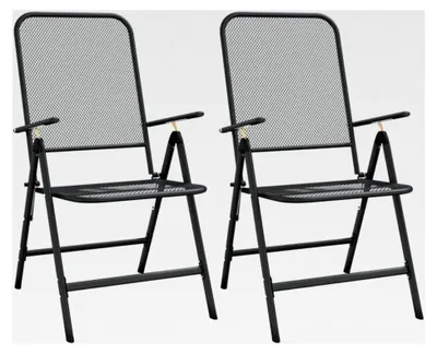 Produktbild von Klappbare Gartenstühle, 2 Stück, Streckmetallgeflecht, anthrazit