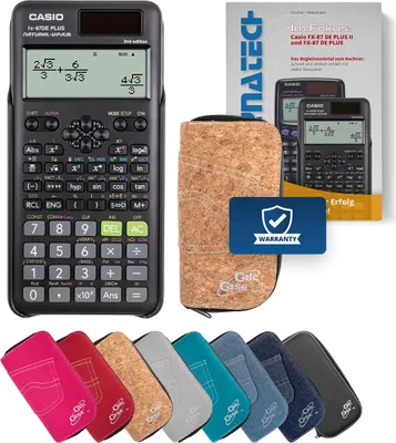Produktbild von Casio FX-87 DE Plus II Taschenrechner mit Schutztasche kork und Fachbuch