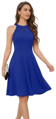 Image de Élégante robe mi-longue de cocktail et de soirée en dentelle, bleu foncé, taille 3XL