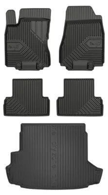 Productafbeelding van Rubberen automatten + kofferbakmat voor Nissan X-Trail II 2008-2013 (SUV) – 5-delig, zwart, op maat – Wielganizator