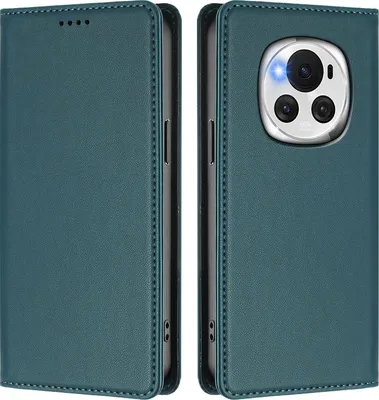 Image de Etui en cuir pour Honor Magic6, étui magnétique en cuirPolyuréthaneavec support Vert