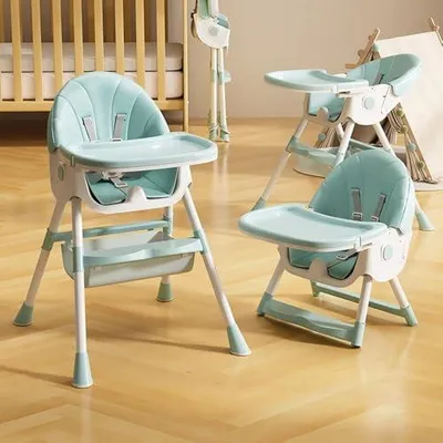 Produktbild von Mitwachsender Kinderhochstuhl und Baby-Essstuhl für 0–3 Jahre (max. 15 kg), Kombihochstuhl mit 2 Höhenstufen, verstellbarer Rückenlehne und 4 Neigungspositionen, PolyurethanSitz, Grün, 4-in-1