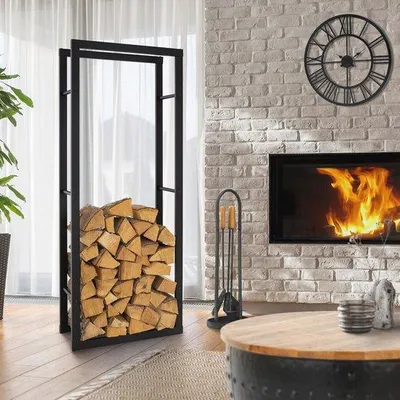 Produktbild von Famanu Holzregal 60x150x25 cm - Schwarzes Metall für Innen und Außen