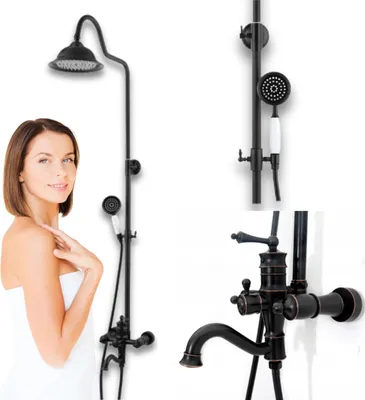 Produktbild von Retro Duschset Adelita S-1125 Schwarz