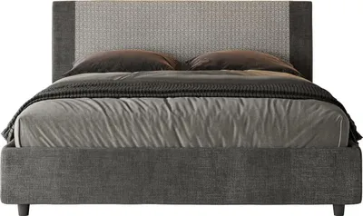 Produktbild von ITYHOME - Gepolstertes Bett mit Lattenrost 160x210 mit Stoffbezug Labirinto 02 Grau Rosal