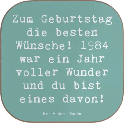 Produktbild von Mr. & Mrs. Panda Untersetzer für Gläser Spruch 1984 Geburtstag - Meeresbrise - Geschenk, Nostalgie, Glückwunsch, bieruntersetzer, Happy Birthday, Geburtsjahr, Coaster