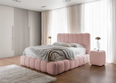 Produktbild von Polsterbett Doppelbett Set.4 CARSON 140x200cm Stoff Catch Me Rosa