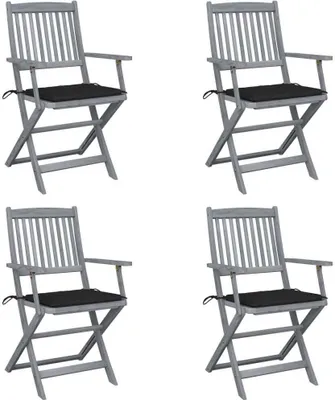 Produktbild von Klappbare Gartenstühle 4 Stk. mit Sitzkissen Massivholz Akazie