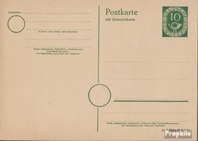 Produktbild von Belege Ganzsachen BRD (BR.Deutschland) 1951 P14I Amtliche Postkarte un Posthorn