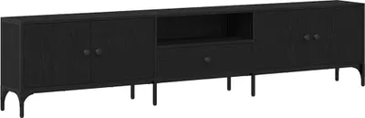 Zdjęcie produktu dla vidaXL Szafka pod telewizor o wyglądzie czarnego dębu 200 x 25 x 44 cm materiał drewnopochodny