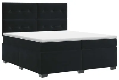 Image de vidaXL Lit boxspring avec matelas noir 200 x 200 cm velours