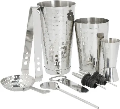 Produktbild von BarCraft 8-teiliges Cocktail Set Silber in Geschenkbox