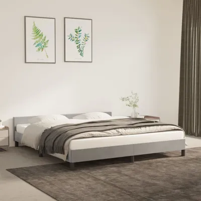 Produktbild von The Living Store Bettgestell mit Kopfteil Hellgrau 160x200 cm Samt