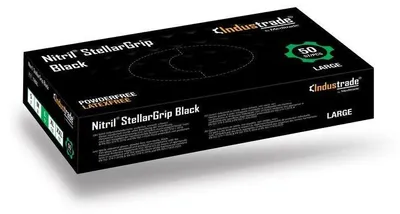 Produktbild von Industrade® unisex Einmalhandschuhe Nitril® StellarGrip Black schwarz Größe M 50 St.