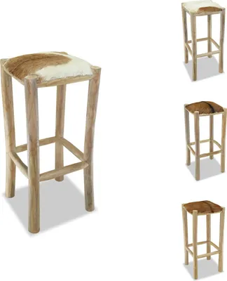 Produktbild von vidaXL Barhocker Echtleder und Teak Massivholz -  Barhocker