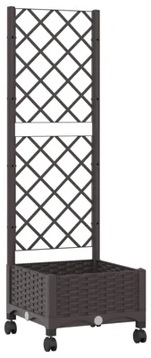 Produktbild von vidaXL Pflanzkübel mit Spalier und Rädern Braun 40 x 40 x 131,5 cm PP