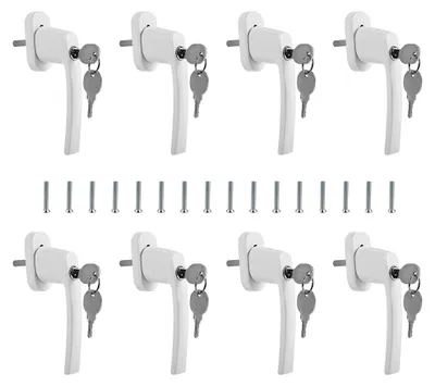 Produktbild von Peviasot Fenstergriff abschließbar 8 Stück, weißes Aluminium, mit 16 Schlüsseln und 16 Schrauben, 35 mm Stiftlänge für Kippfenster