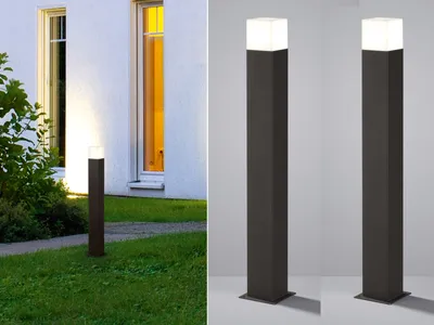 Produktbild von LED Pollerleuchte in Anthrazit 80cm - 2er Set Wegeleuchten Terrassenbeleuchtung