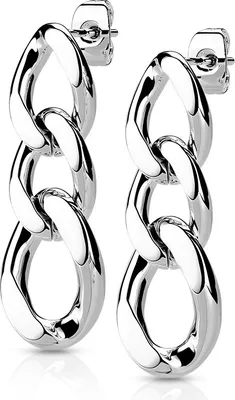 Produktbild von viva-adorno Damen Ohrstecker Edelstahl Ketten Ohrringe Kettenglieder Ohrhänger Gliederohrringe SER1, silber