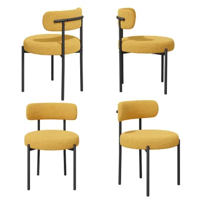 Produktbild von Hawthyhome  Esszimmerstühle(4St) Teddy Stoff Runde Boucle Stühle Polsterstuhl mit Metallgestell, gelb
