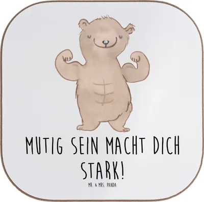 Produktbild von Mr. & Mrs. Panda Untersetzer für Gläser Angst überwinden - Weiß - Geschenk, Liebe, Lebenshilfe, Zuversicht, Vertrauem, Glas, Coaster, Sicherheit, Gefühle, Trost, Design