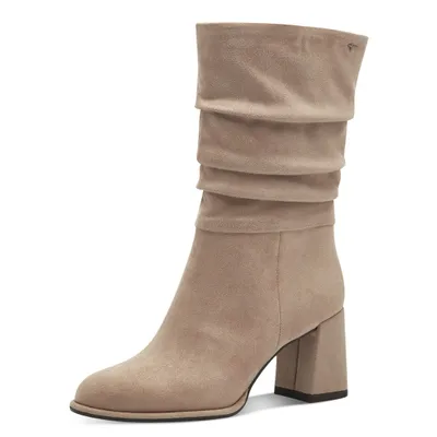 Produktbild von Tamaris Damen Stiefelette Reißverschluss Raffung Blockabsatz 1-25020-43, Größe:38 EU, Farbe:Beige