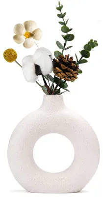 Produktbild von Weiße Keramik-Donut-Vase für moderne Dekoration