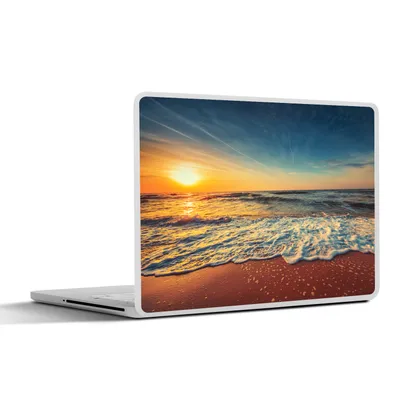 Produktbild von MuchoWow® Laptop Aufkleber Sticker Cover Strand - Meer - Sonnenuntergang - Gold 25x18 cm - Laptop-Deko