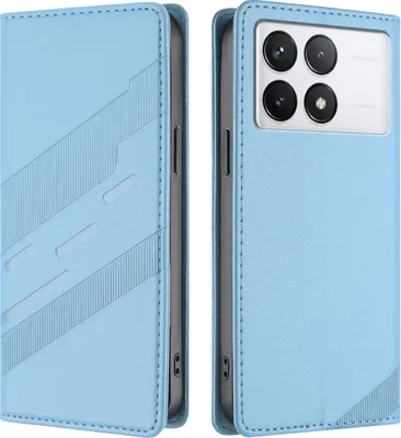 Produktbild von Hülle für Xiaomi Redmi K70 / K70 Pro, Kunstleder Brieftaschen Handyhülle mit Kartenfach und Standfunktion Hellblau