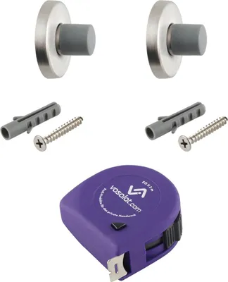 Produktbild von vasalat Türstopper Wand mit Dämpfer - Tür Stopper Wand mit Gummipuffer ø 20mm, Höhe 28mm, Türpuffer zum Schutz von Wand & Tür, Edelstahl matt - 2 Stück