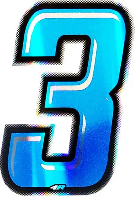 Produktbild von Aufkleber Rennnummer für Motorrad "3" Slim Blau 100 mm