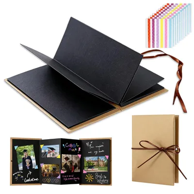 Produktbild von Fotoalbum zum Selbstgestalten - DIY Scrapbook mit 10 Blättern und Fotoecken - Fotobuch zum Einkleben - Schwarz, 2 Stück, Größe L