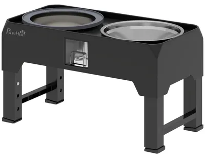 Produktbild von PawHut Erhöhter Hundenapf Höhenverstellbar Futternapf mit Wassernapf Schwarz