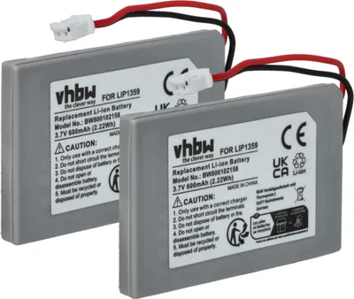 Produktbild von vhbw 2x Akku Ersatz für Sony Lip1359, Lip1859, Lip1472 für Controller (600 mAh, 3,7 V, Li-Ion)
