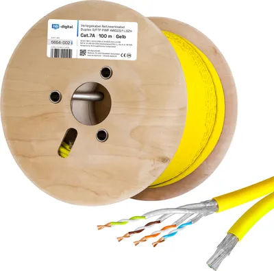 Produktbild von hb-digital Netzwerkkabel 100m Duplex CAT 7a Kabel max. 1200 MHz S/FTP AWG23 LSZH gelb