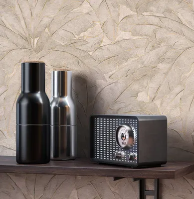 Produktbild von NEWROOM Tapete Beige Vliestapete Palmen -  Natur Grau Metallic Blätter  Dschungeltapete Floral