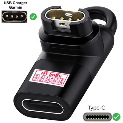 Produktbild von 90-Grad USB C Buchse auf Ladeadapter 4 pin stecker für Garmin forerunner 945 LTE