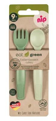 Produktbild von nip Eat Green Esslernbesteck, Kleinkind-Besteck, Grün, Junge/Mädchen, Deutschland, 2 Stück(e)