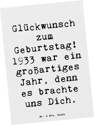 Produktbild von Mr. & Mrs. Panda Postkarte Spruch 1933 Geburtstag - Weiß - Geschenk, Jubiläum, einzigartige Persönlichkeit, Glückwunsch, Du, Ansichtskarten, Ansichtskarte, bildkarte