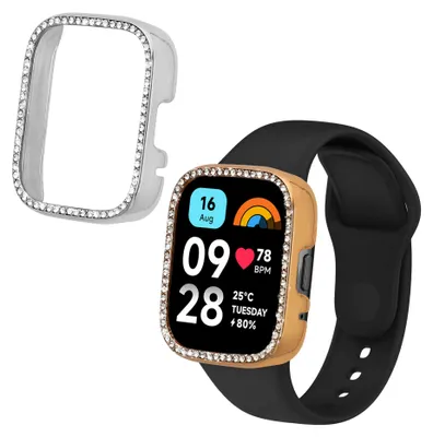 Produktbild von kwmobile 2x Kunststoff Hülle kompatibel mit Xiaomi Redmi Watch 3 Active / Redmi Watch 3 Lite Schutzhülle Schutzrahmen - Glitzer Schutz Zubehör in