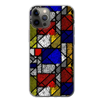 Produktbild von MuchoWow® Handyhülle Schutzhülle Hülle für iPhone 12 Pro Mondrian - Glasmalerei - Alte Meister - Kunstwerk - Abstrakt - Malerei Silikon Softcase Handy Hülle - Abdeckung