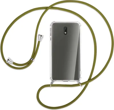 Produktbild von Handykette Backcover-Schutzhülle mit Band (Metall silberfarben) für Nokia 3 - khaki