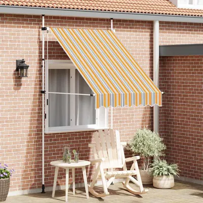 Image de vidaXL Store rétractable manuel 150 cm jaune/bleu rayé
