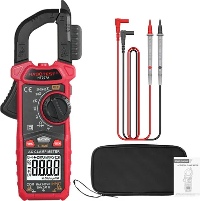 Produktbild von HABOTEST HT207A 2000 Counts Digitales Zangenmessgeraet Multimeter Handheld AC DC Spannung Strom Voltmeter Diodenwiderstand Zangenmessgeraet Hochpraezises multifunktionales Zangenmessgeraet mit digitaler Anzeige