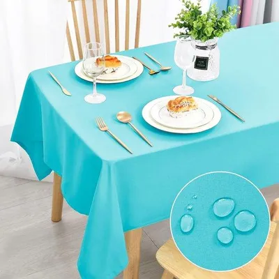 Produktbild von Tischdecke Aqua Blau, wasserabweisend, abwaschbar, 140 x 240 cm