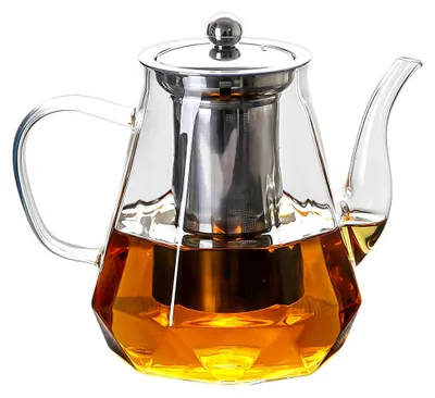 Produktbild von Teekanne aus Borosilikatglas mit Siebeinsatz und Deckel, 1200 ml
