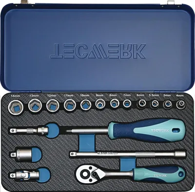 Produktbild von Steckschlüsselsatz 18-tlg.1/4 Zoll SW 4-14mm Z.20 6KT TECWERK