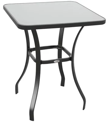 Obrázek produktu pro Stolek do bistra/kavárny - Deska z tvrzeného skla - Kovový rám - 68,5 x 68,5 x 84 cm - Černá barva