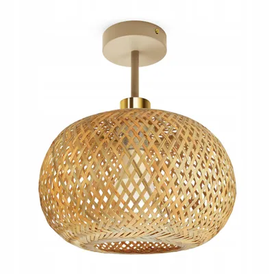 Produktbild von Luxolar LED Deckenlampe E27 Rattan Boho Beige/Grau - Deckenleuchte für Schlafzimmer, Küche über Esstisch Wohnzimmer