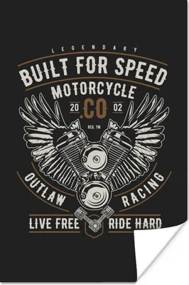 Produktbild von MuchoWow® Poster Mancave - Motor - Flügel - Vintage 40x60 cm - Plakate für die Wand - Poster Babyzimmer